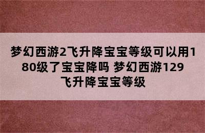 梦幻西游2飞升降宝宝等级可以用180级了宝宝降吗 梦幻西游129飞升降宝宝等级